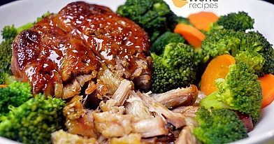 Kepimo maiše, ilgai kepta, plėšyta kiauliena su lipniu teriyaki padažu