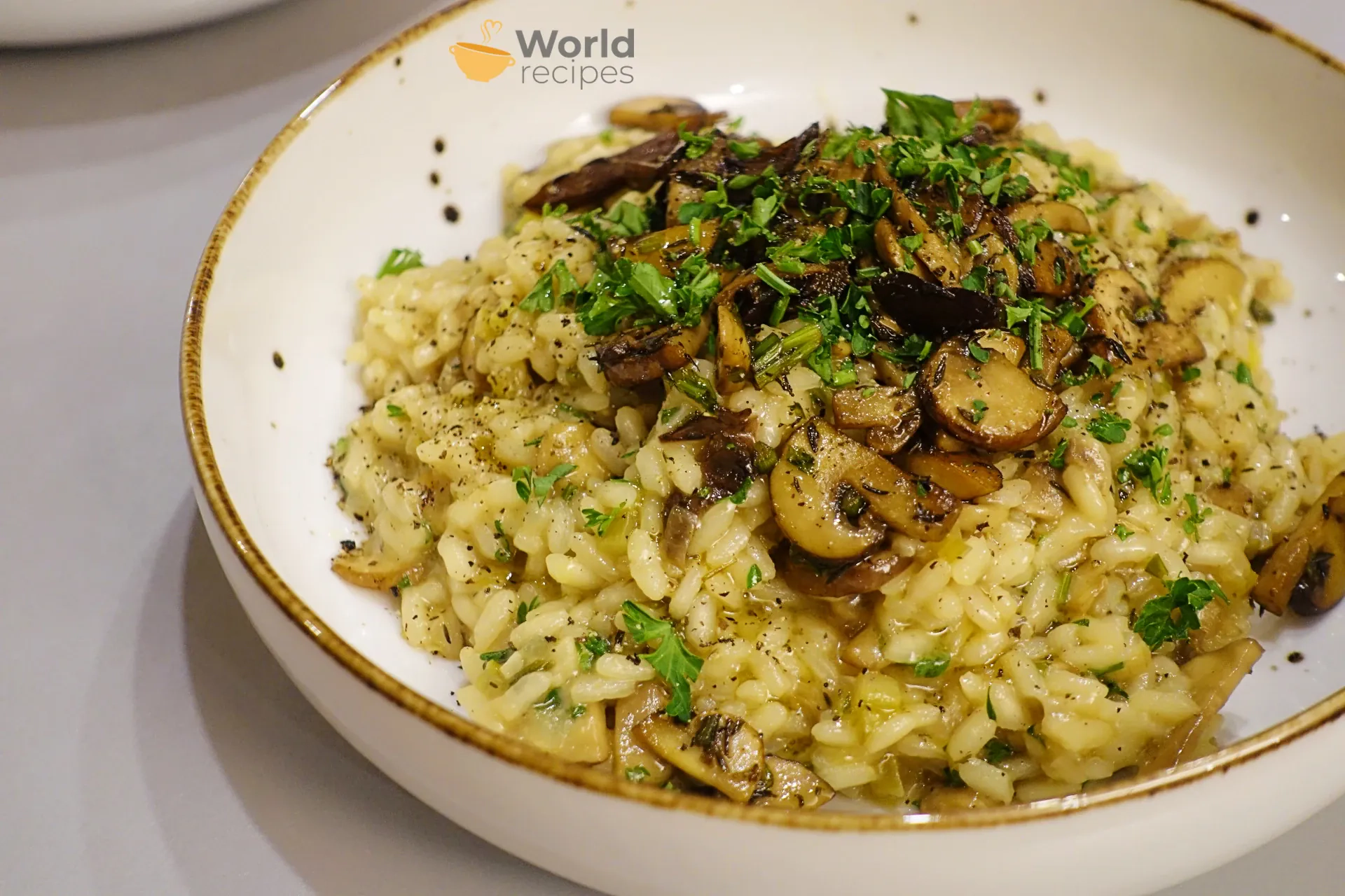 Risotto su pievagrybiais ir džiovintais baravykais