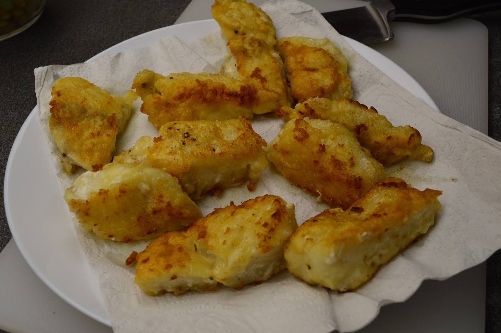 iškepti žuvies gabaliukai