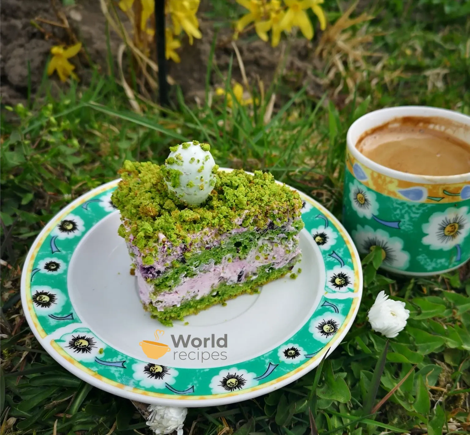 Tortas Žalioji mėlynė su maskarponės sūrio ir grietinėlės kremu