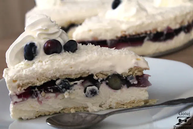 Ciasto raffaello z borówkami - bez pieczenia