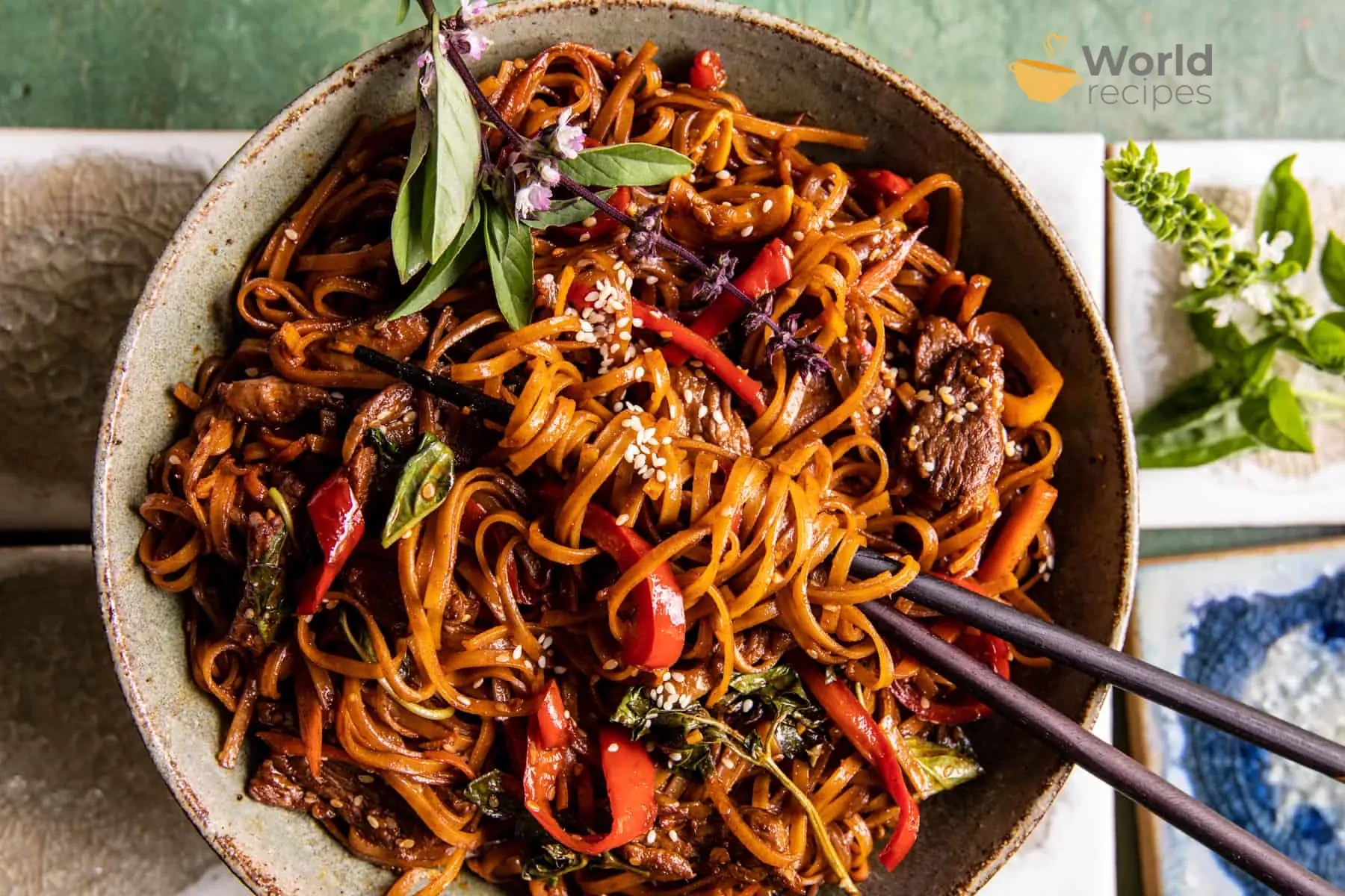 Noodle z warzywami po koreańsku
