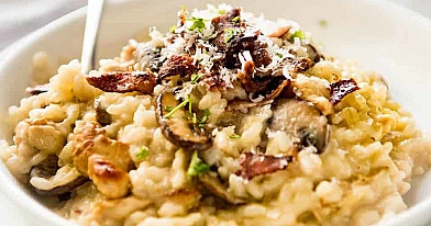 Fit risotto z kurczakiem i pieczarkami