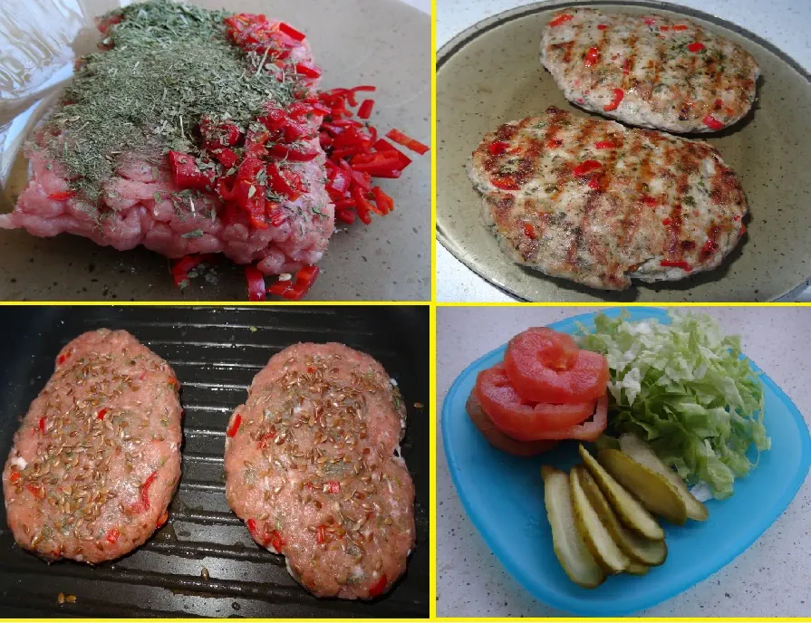 Dietetyczny fast food - Hamburger z mięsem pełen zdrowia Dietetyczny fast food - Hamburger z mięsem pełen zdrowia