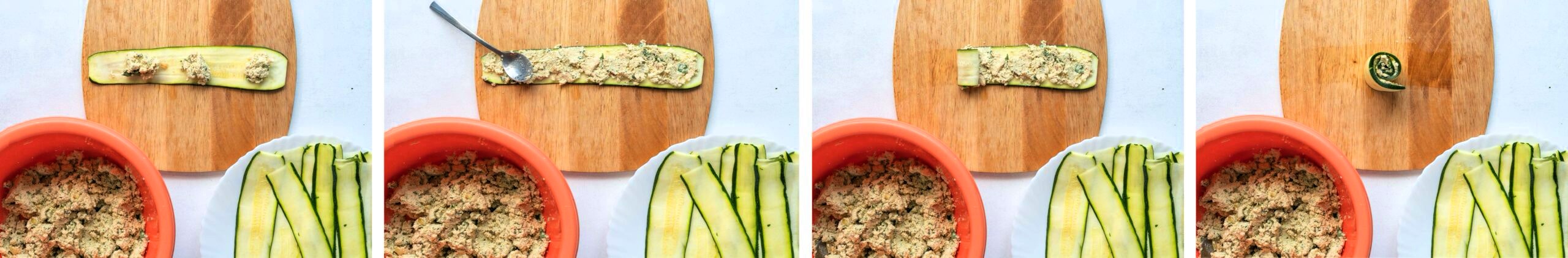 Įdarytos cukinijų juostelės