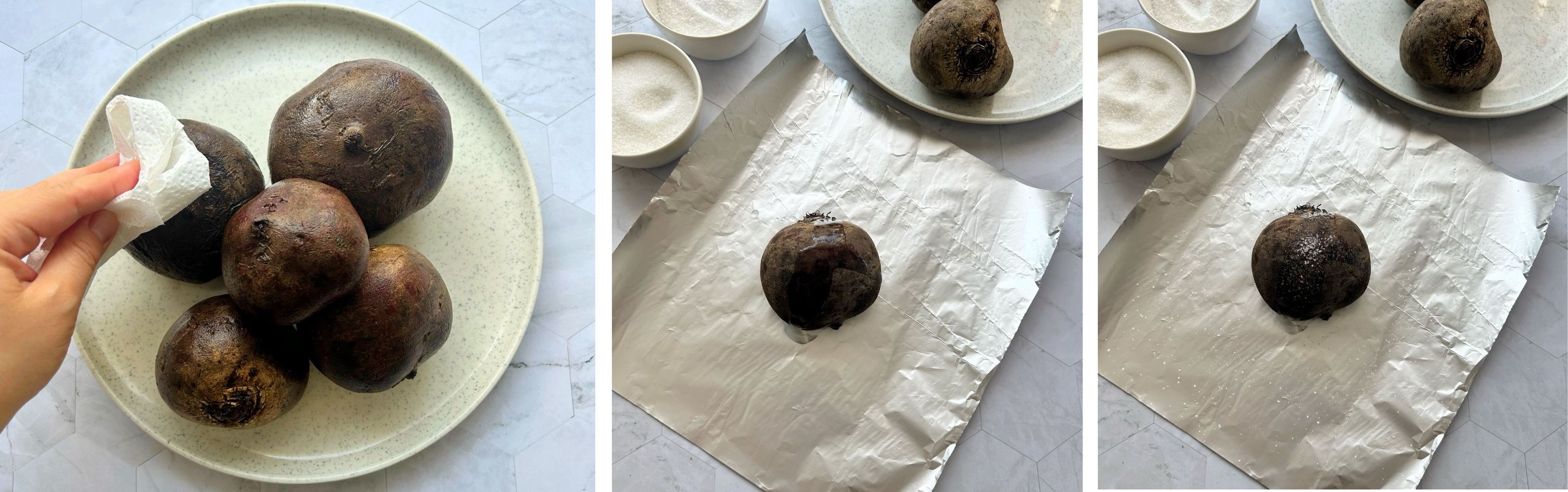 burokėliai nuplaunami ir apibarstomi prieskoniais