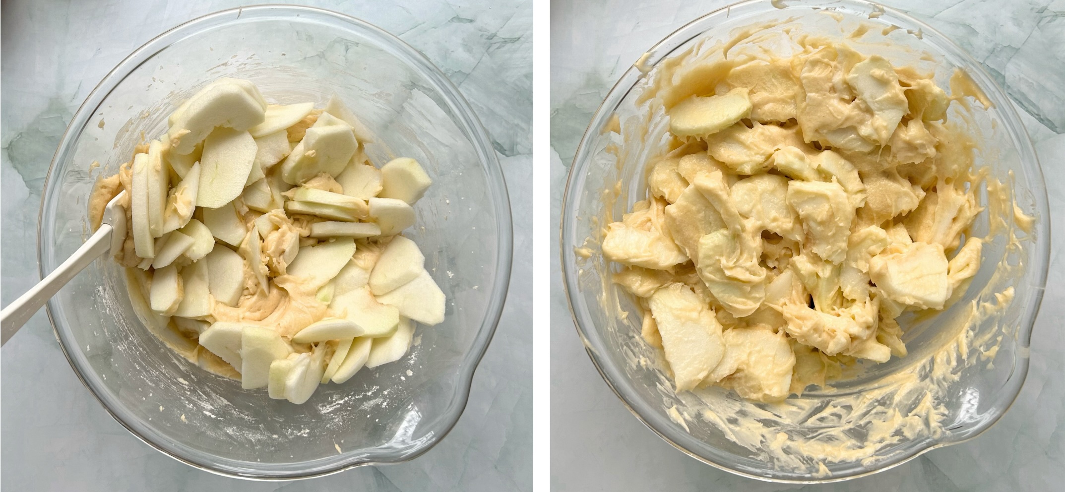 obuolius įmaišyti į tešlą