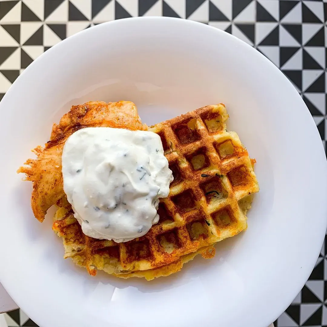 Bulviniai blynai, kepti vaflinėje