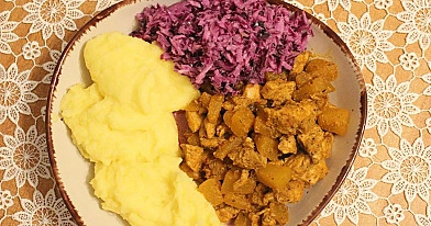 Kurczak z dynią i purée z ziemniaków