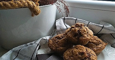 Muffinki bananowe z czekoladą i płatkami owsianymi