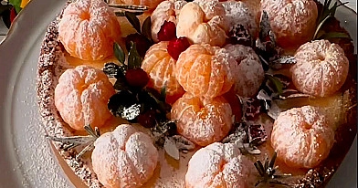 Grietinės "sūrio" tortas su mandarinais