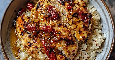 Vištiena su ryžiais medaus ir kokosų padaže