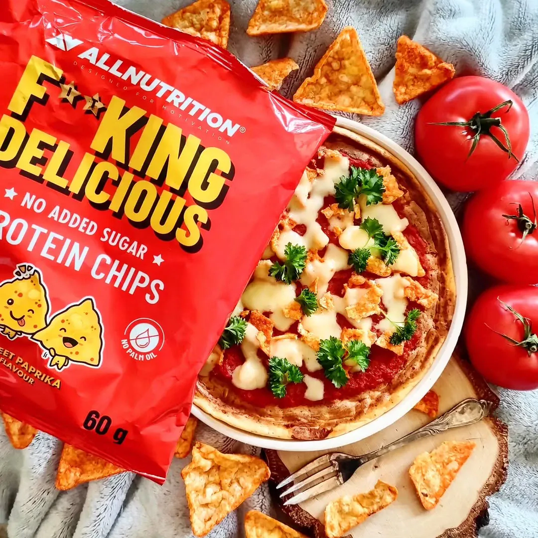 Sveika baltyminė pica su baltyminiais traškučiais Sveika baltyminė pica su baltyminiais traškučiais