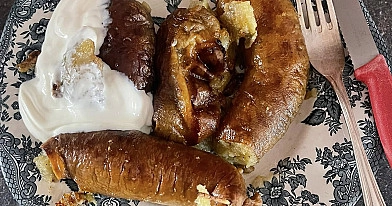 Tradiciniai bulviniai vėdarai, kepti kamado grilio kepsninėje