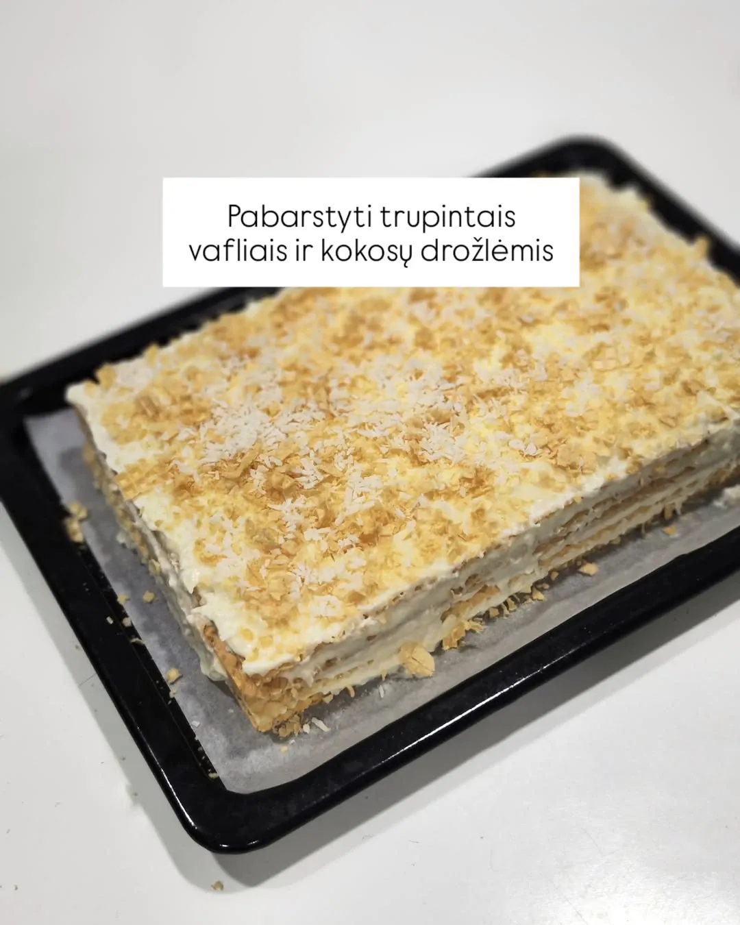 Greitas kokosinis tortas su kremine varške, per 10 minučių