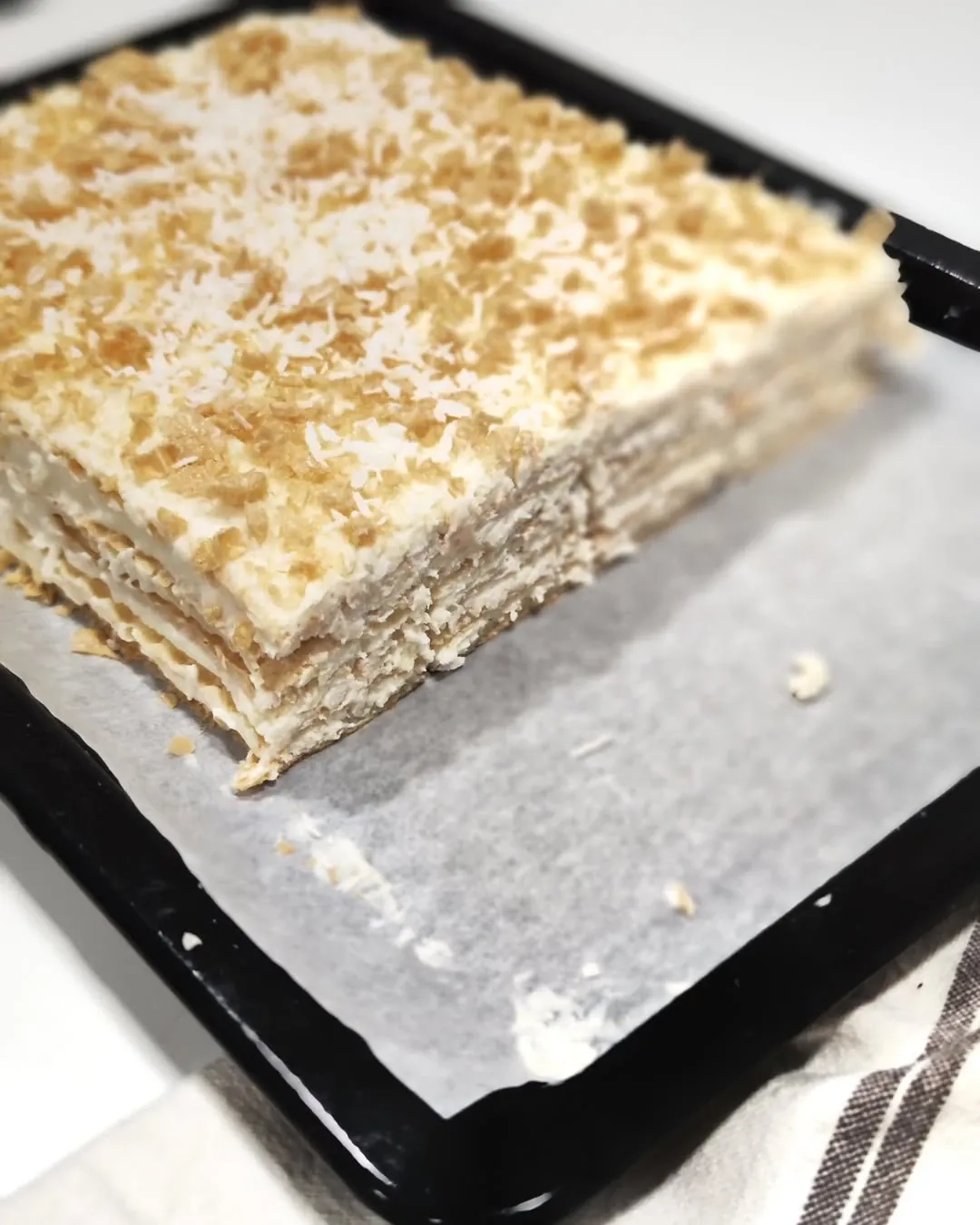 Greitas kokosinis tortas su kremine varške, per 10 minučių