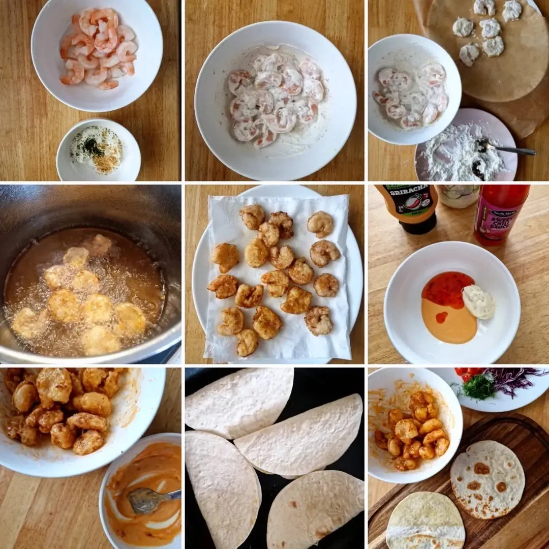 Tacos su Bang Bang krevetėmis ir skaniu padažu