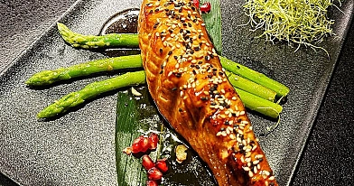 Teriyaki salmon - lašiša terijaki padaže, kepta keptuvėje