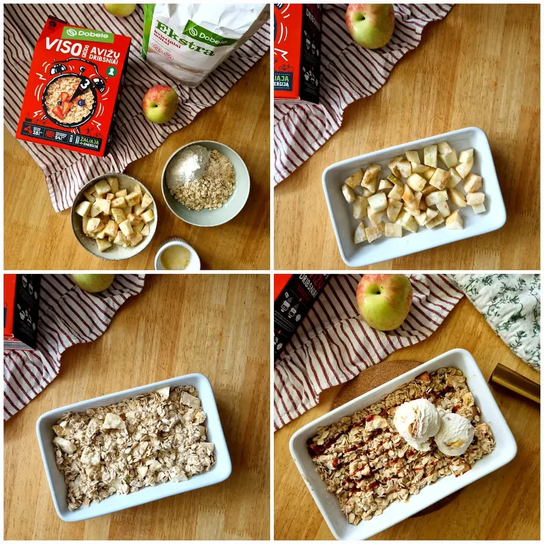 Avižinis trupiniuotis su obuoliais