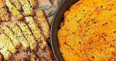 Hummus (humusas) - virtų avinžirnių užtepėlė su saulėje džiovintais pomidorais