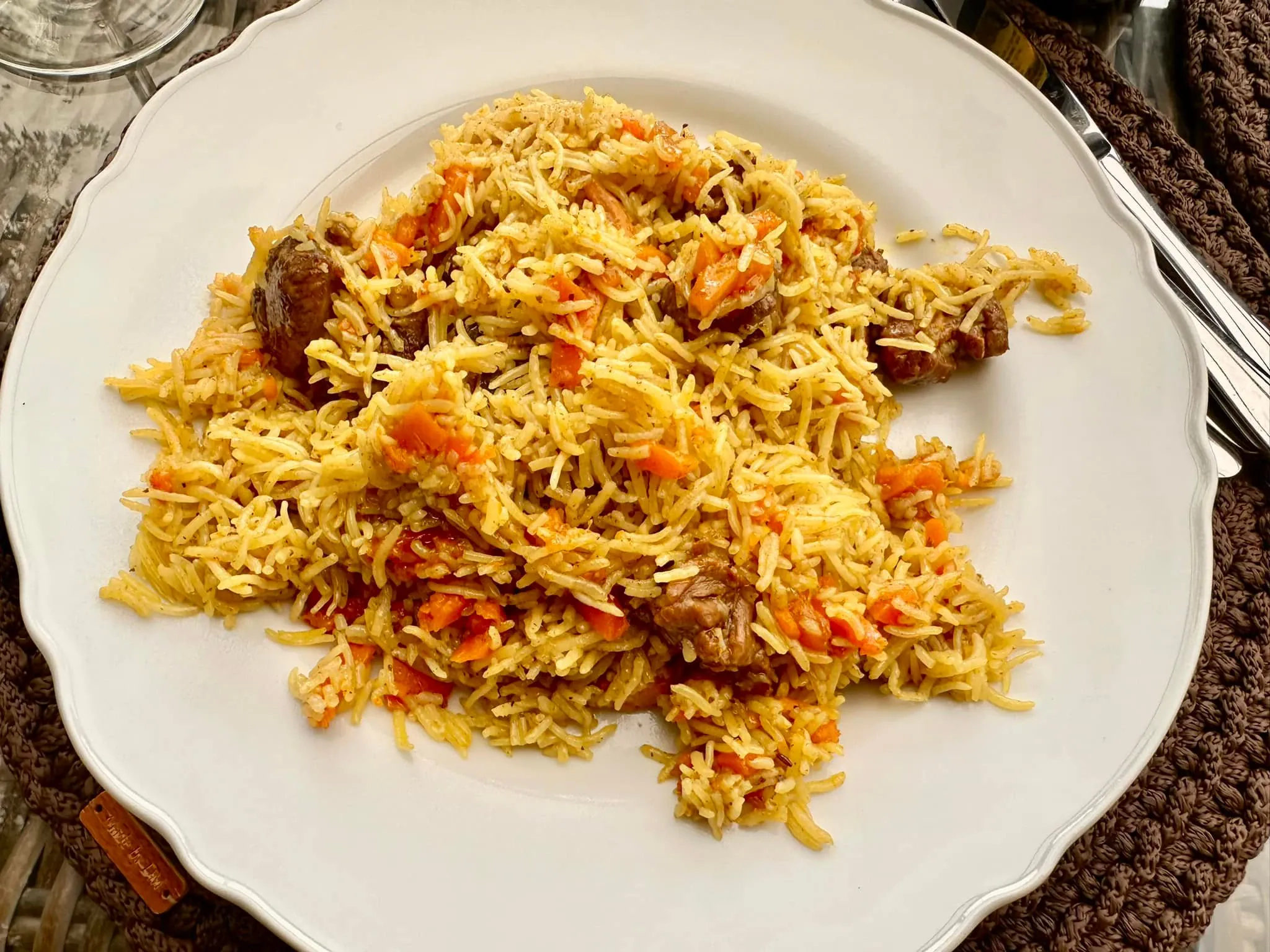 Jautienos plovas orkaitėje su basmati ryžiais ir daržovėmis