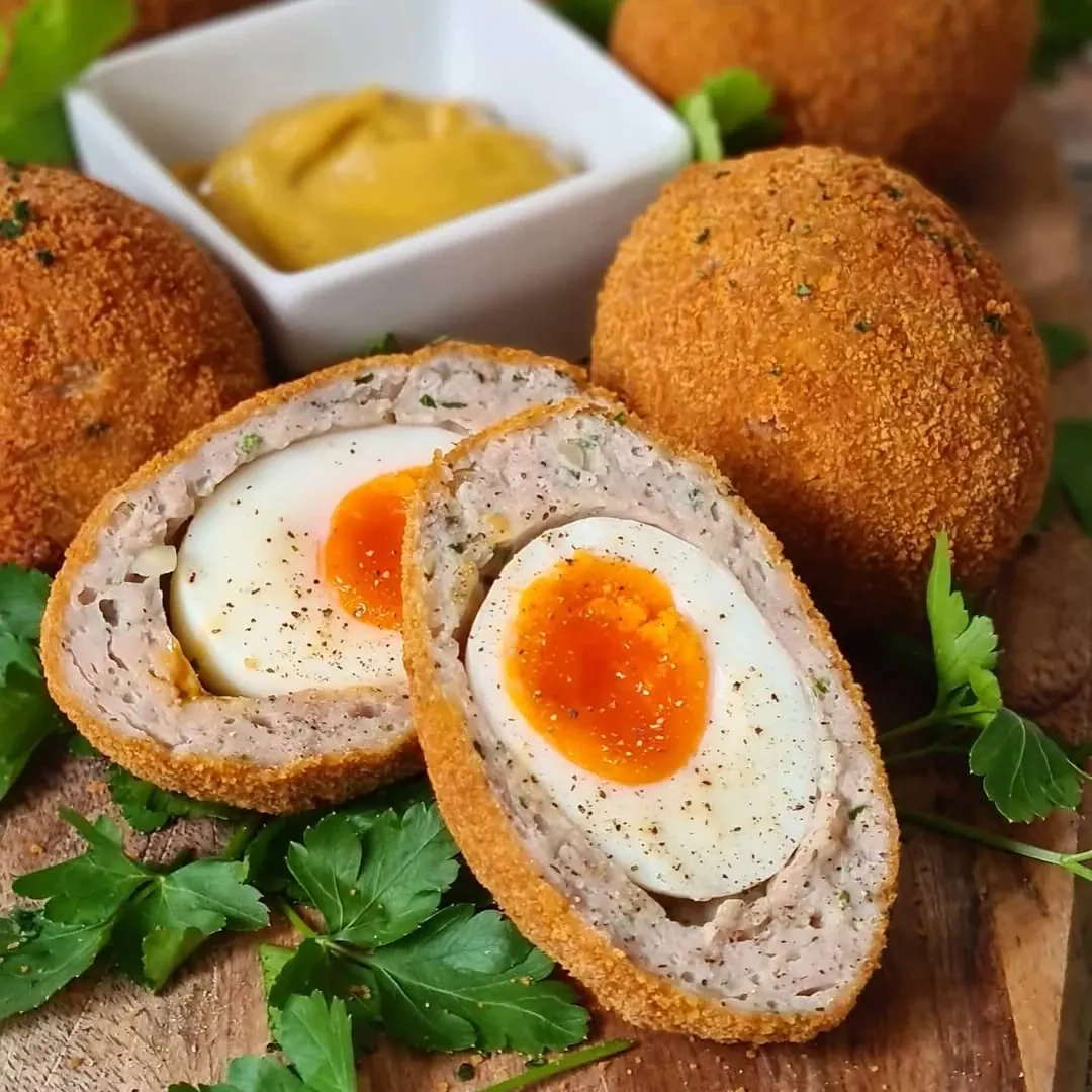 Traškūs Škotiški kiaušiniai su kiaulienos faršu