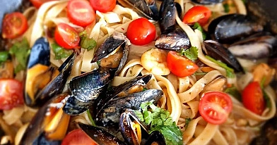 Tagliatelle makaronai su midijomis