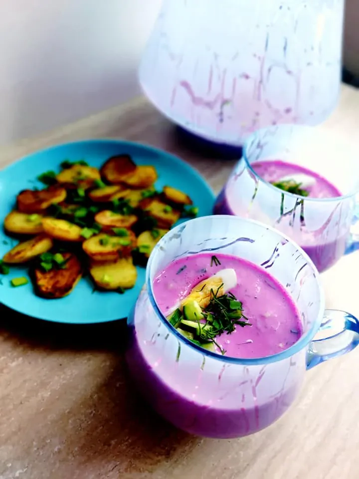 Sveiki marinuotų burokėlių šaltibarščiai su pienu ir jogurtu, be kefyro