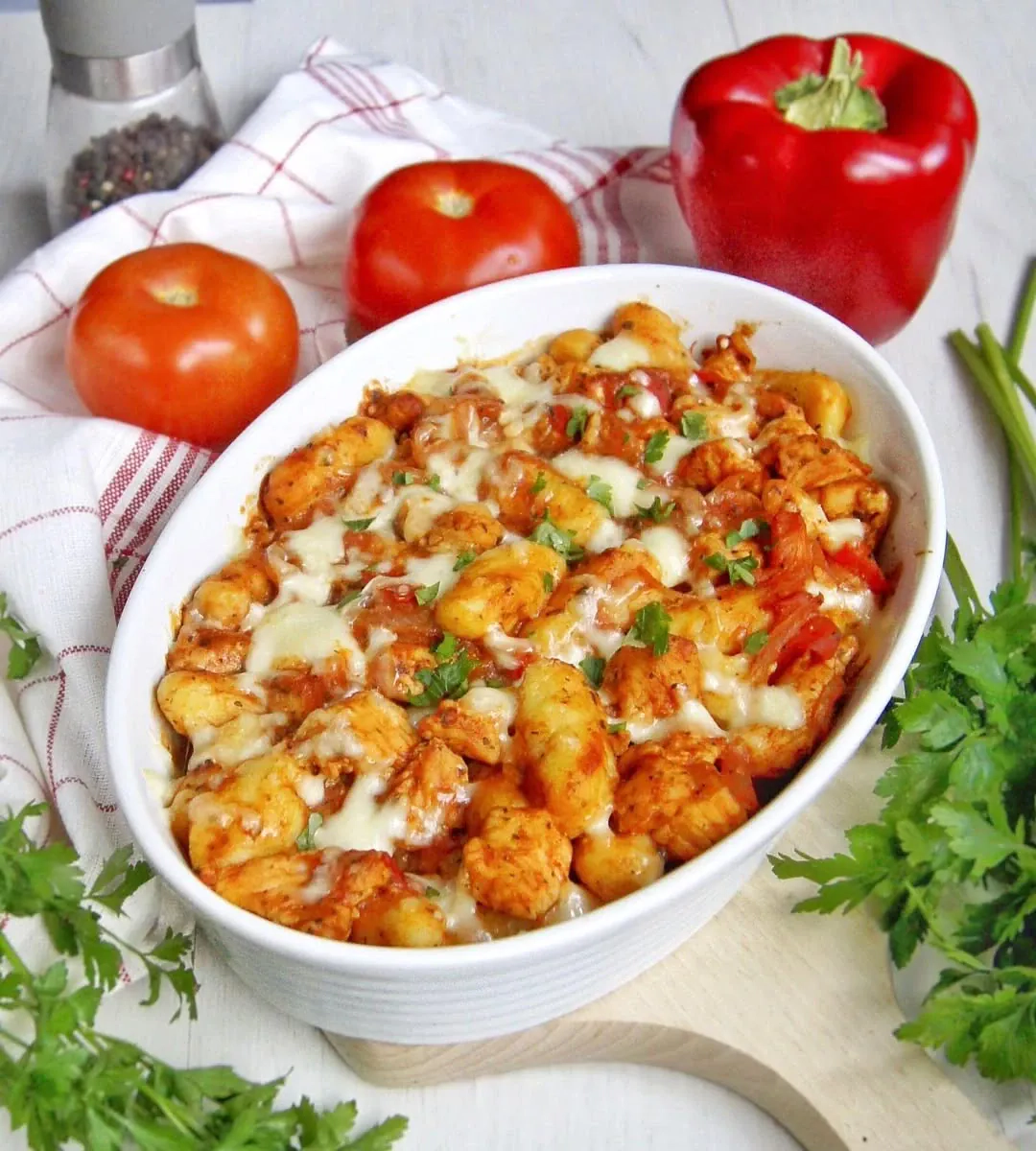 Gnocchi zapiekane z indykiem, papryką i pomidorami 😍