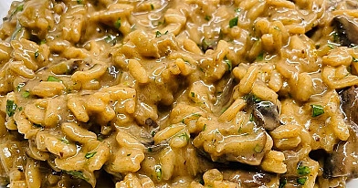 Risotto su voveraitėmis ir rūkyta vištiena