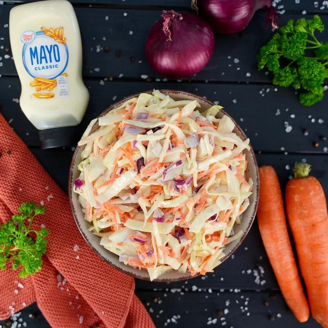 Coleslaw kopūstų salotos su morkomis ir majonezu pagal Beatą