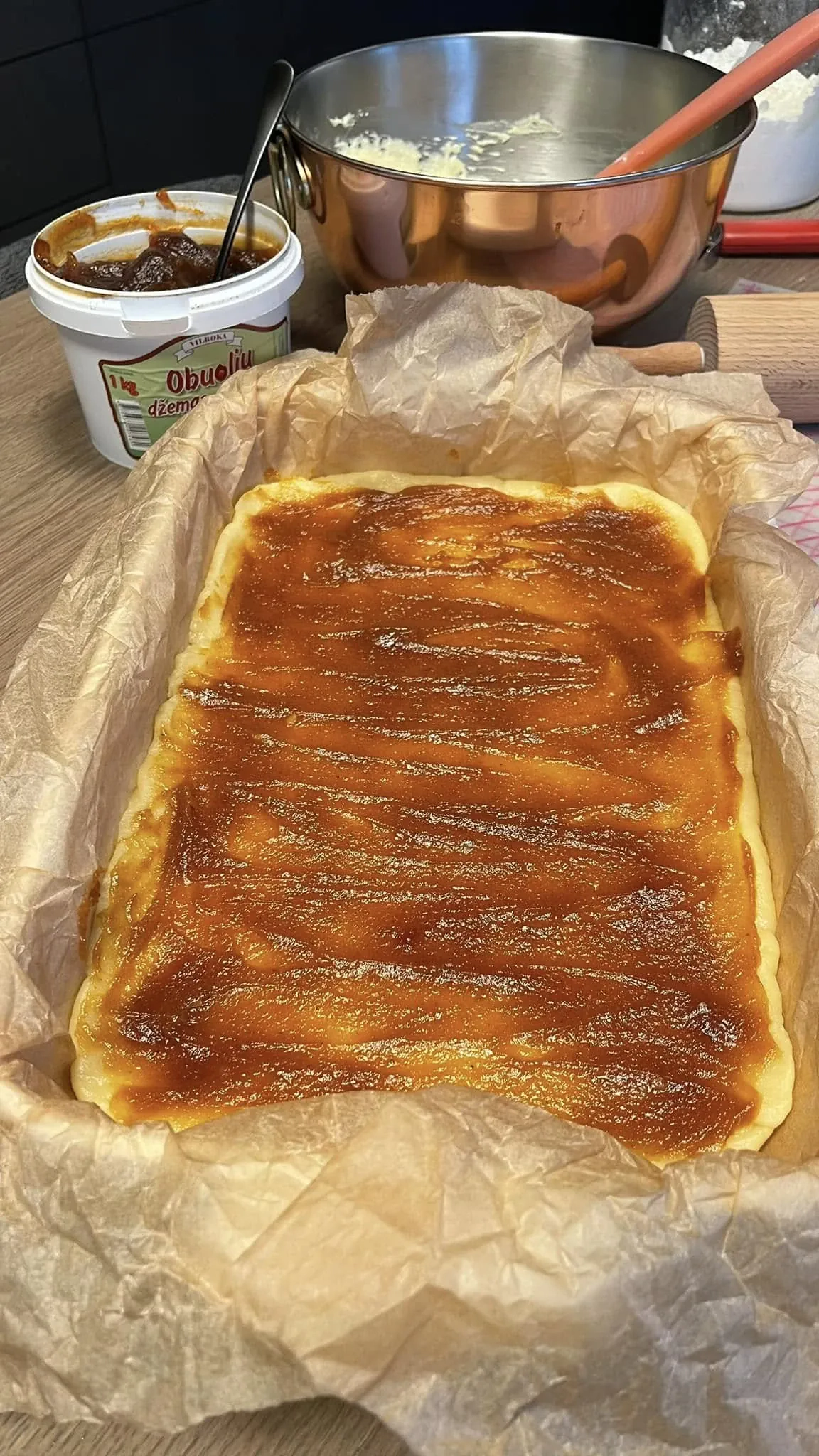 Varškės pyragas Draugystė su obuoliene arba džemu