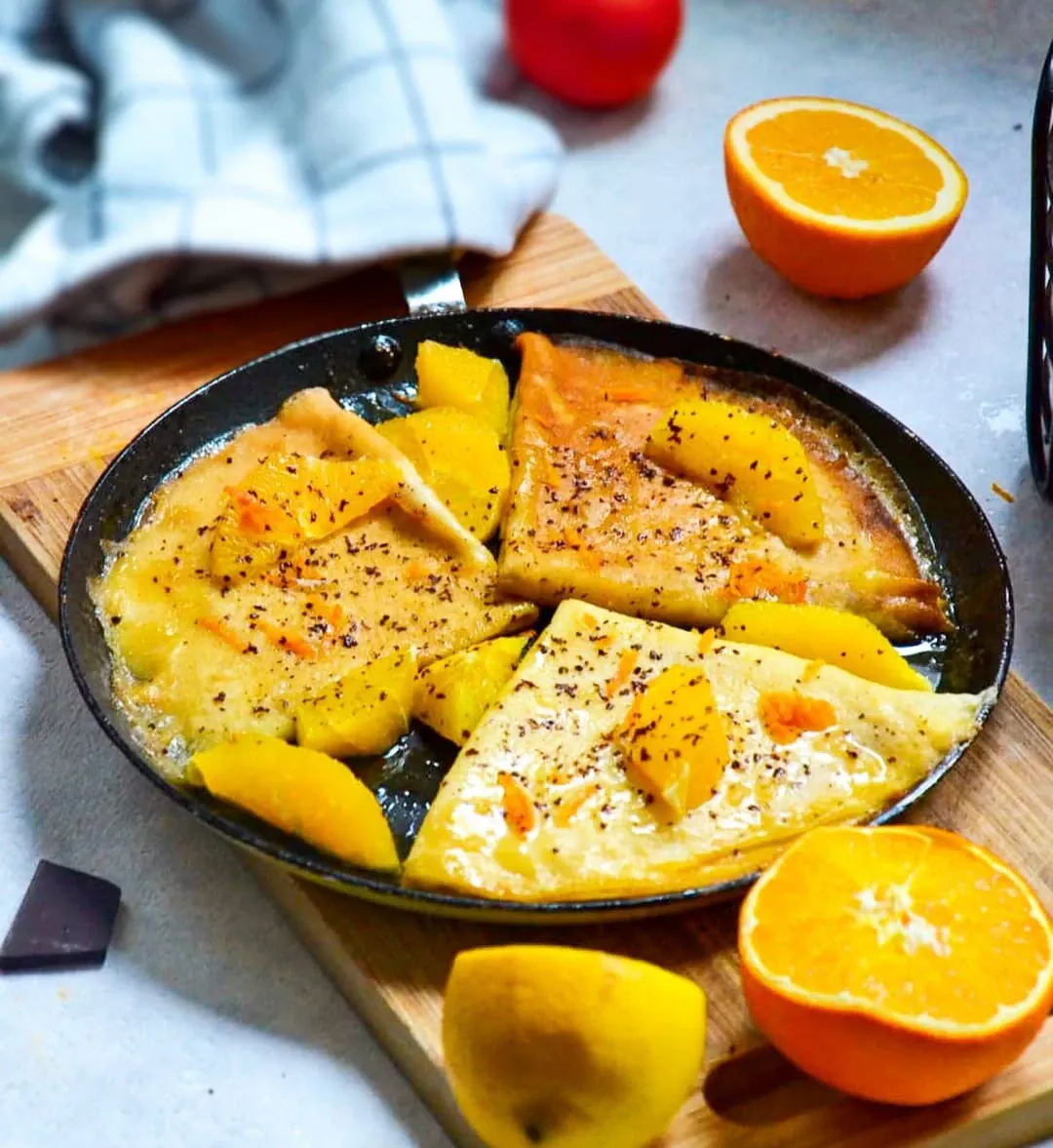 Crêpes Suzette - Siuzetės blyneliai su apelsininiu sviesto padažu