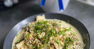 Lietuviški "makaronai" - skryliai su keptų baravykų padažu 🤩