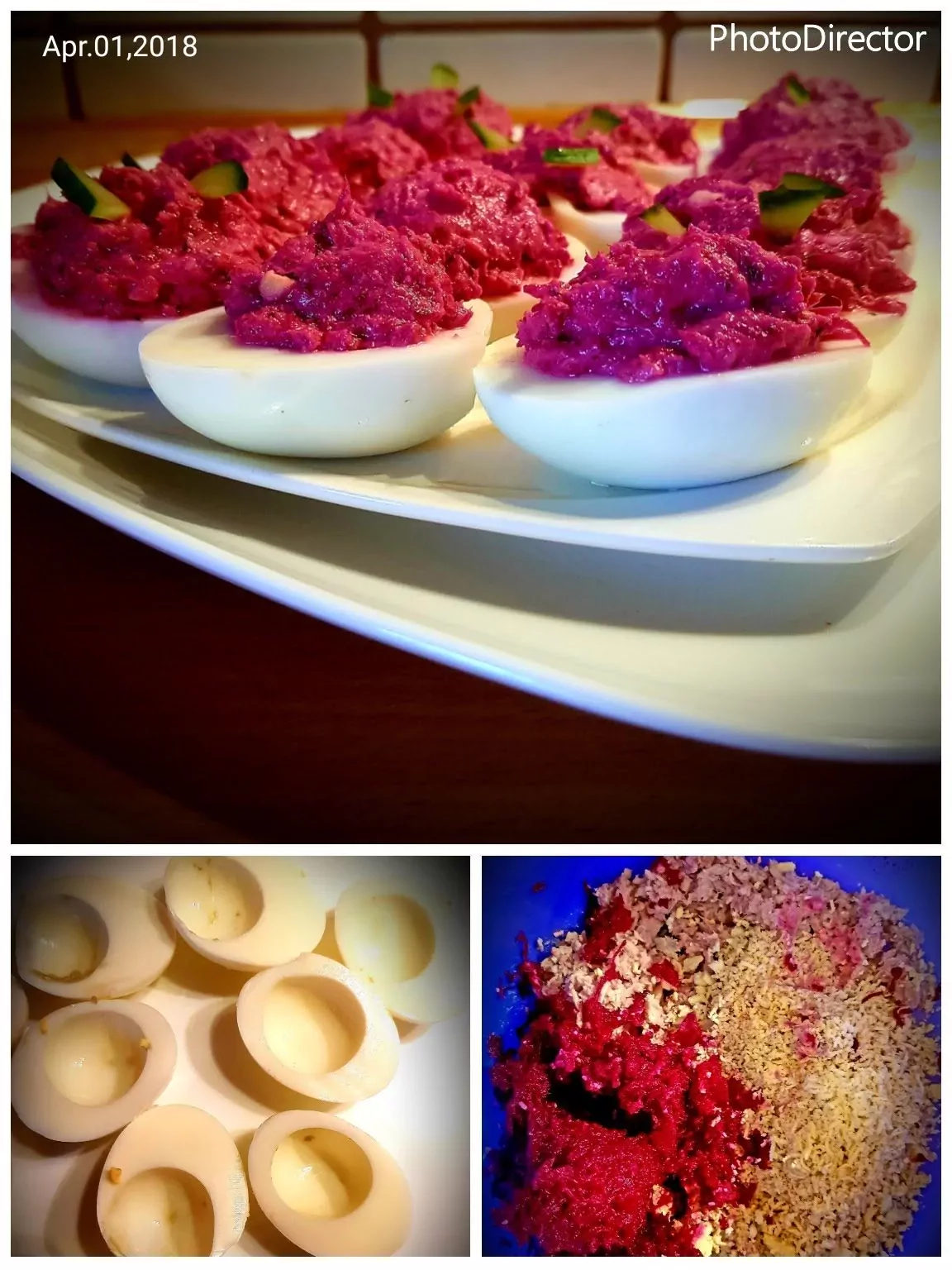 Burokėliais ir tunu įdaryti kiaušiniai