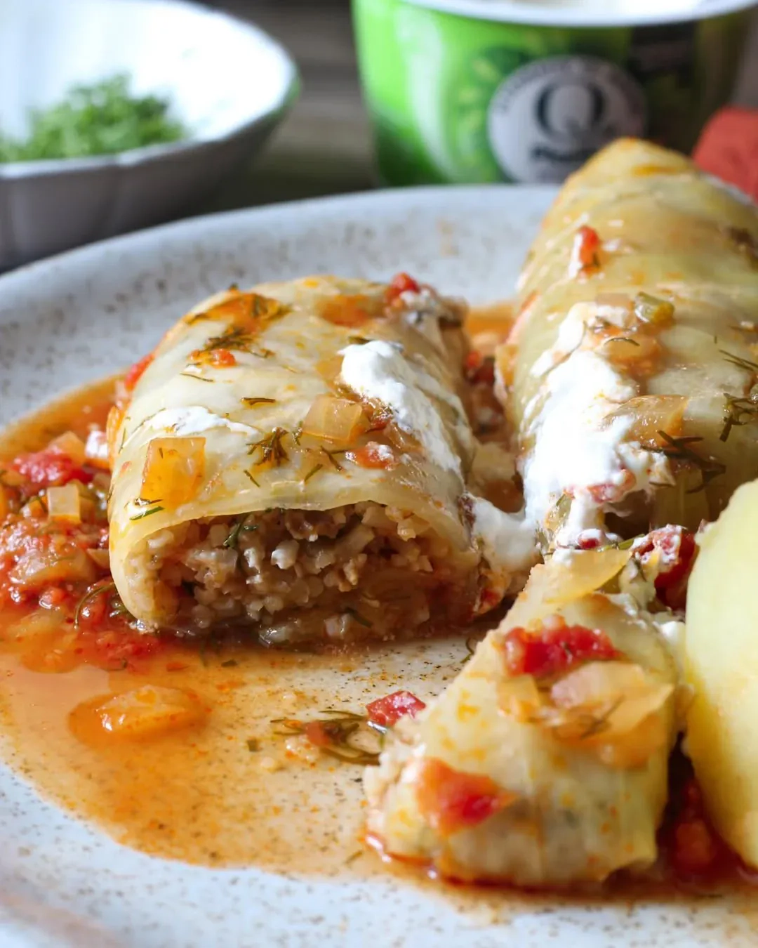 Vegetariški balandėliai be mėsos (su ryžiais ir daržovėmis)