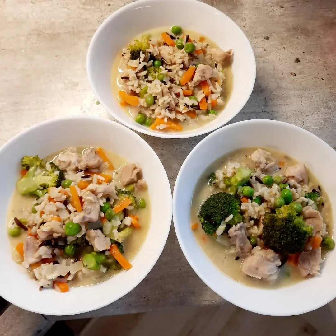 Triušienos ir ryžių troškinys su daržovėmis ir avižų grietinėle Triušienos ir ryžių troškinys su daržovėmis ir avižų grietinėle