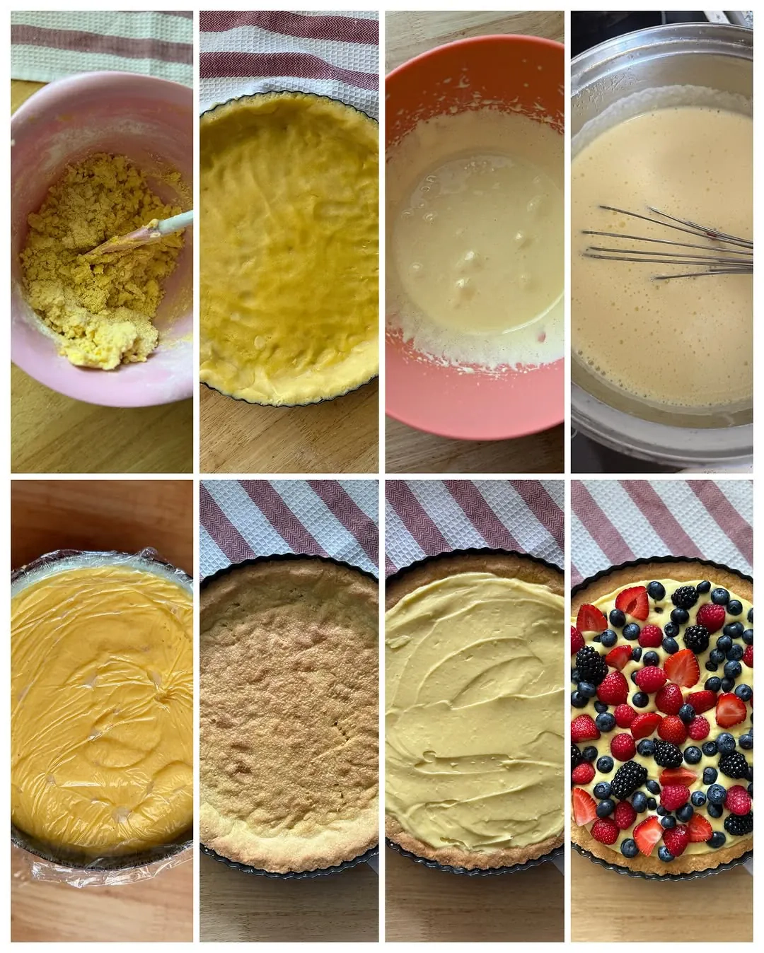 Prancūziška tarta su plikytu vaniliniu kremu ir uogomis