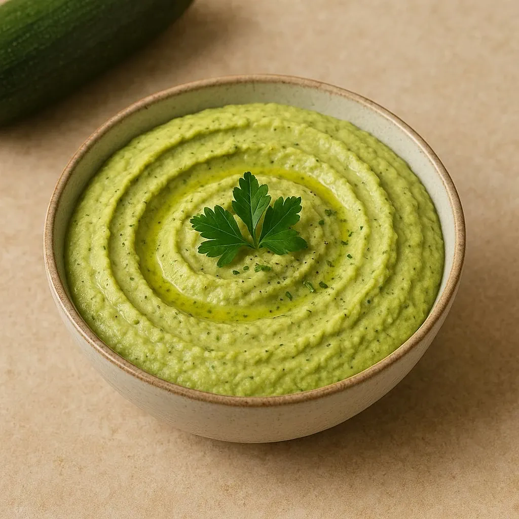 Humus de calabacín saludable bajo en histamina