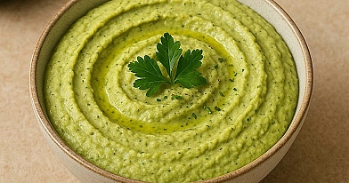 Humus de calabacín saludable bajo en histamina