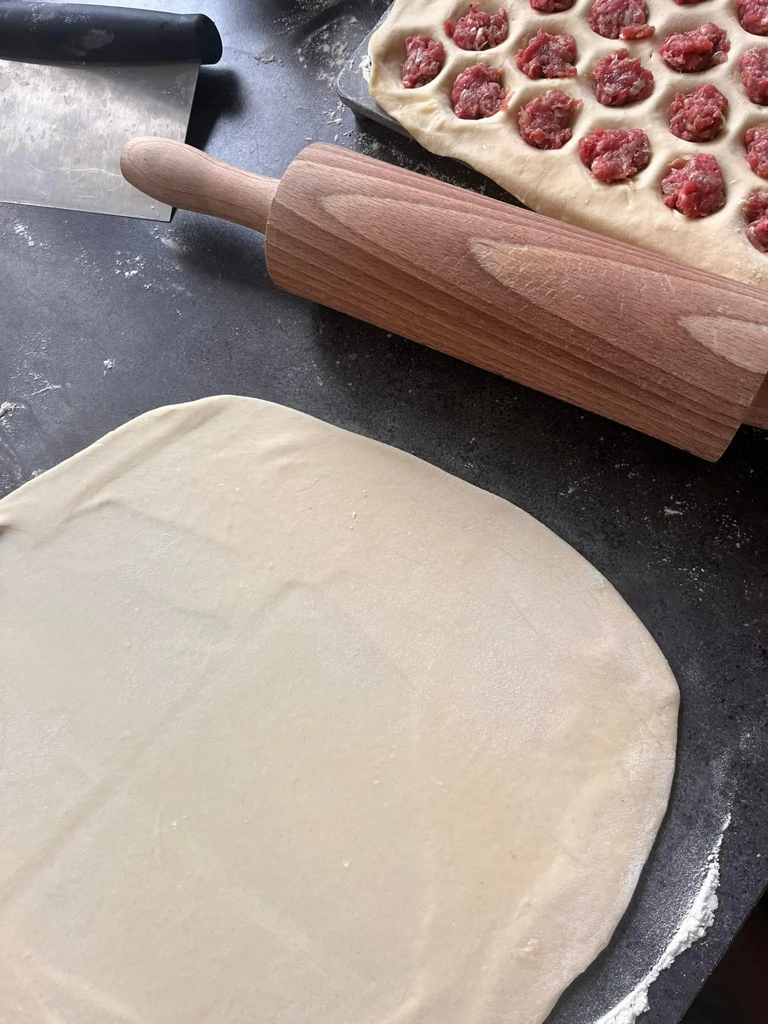 Traditional Lithuanian dumplings (koldūnai) with pork Traditional Lithuanian dumplings (koldūnai) with pork