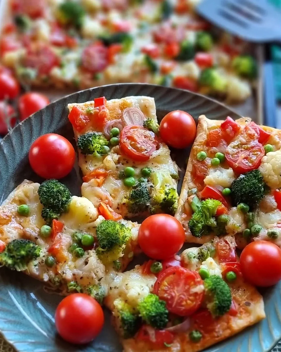 Pica ar dārzeņiem un siera maisījumu