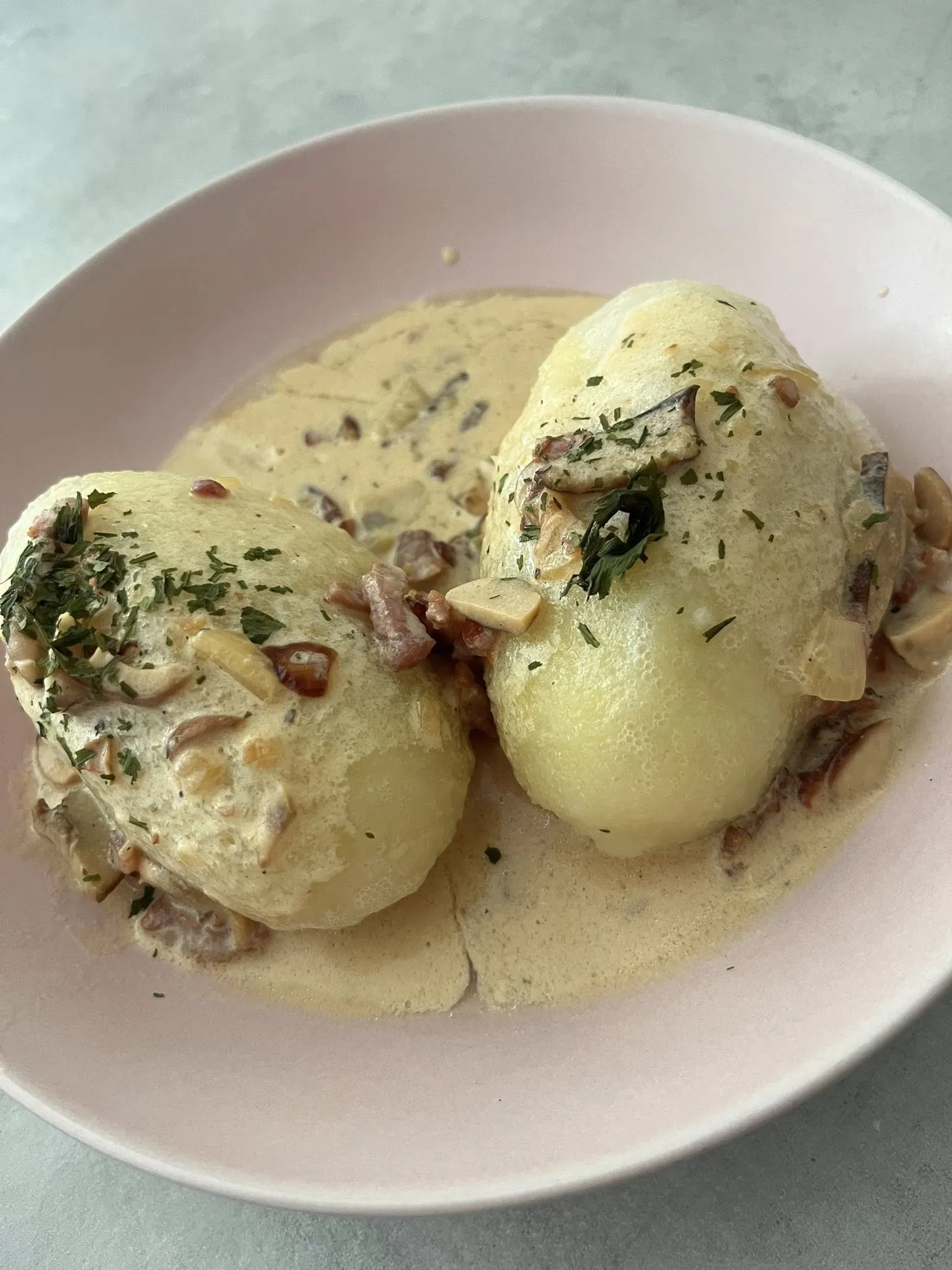 Šviežių bulvių cepelinai su baravykų padažu 😍