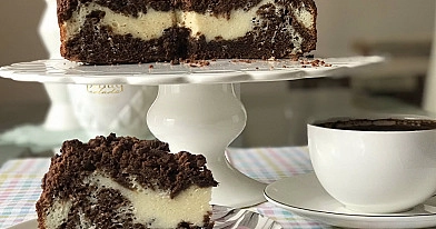 Trupininis kakavinis pyragas su varške ir grietine 🍰