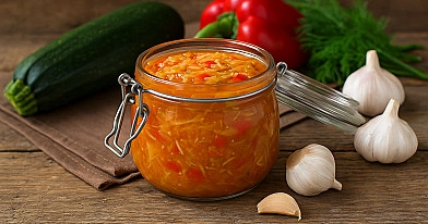 Tarkuotų cukinijų mišrainė - užtepėlė žiemai