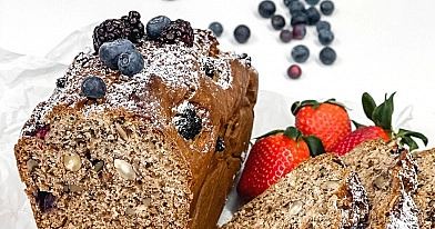 Healthy vegan banana and blueberry bread
