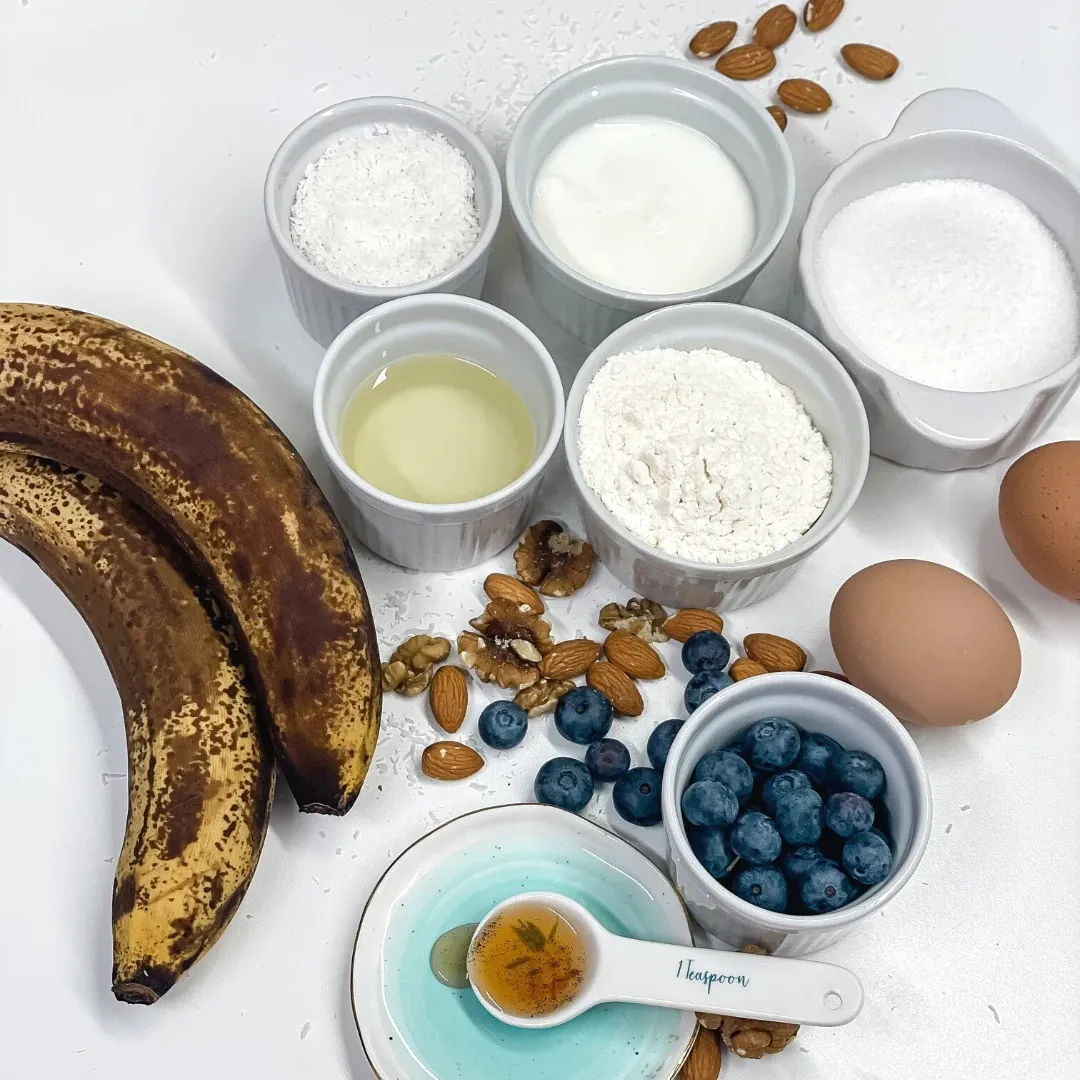 Healthy vegan banana and blueberry bread