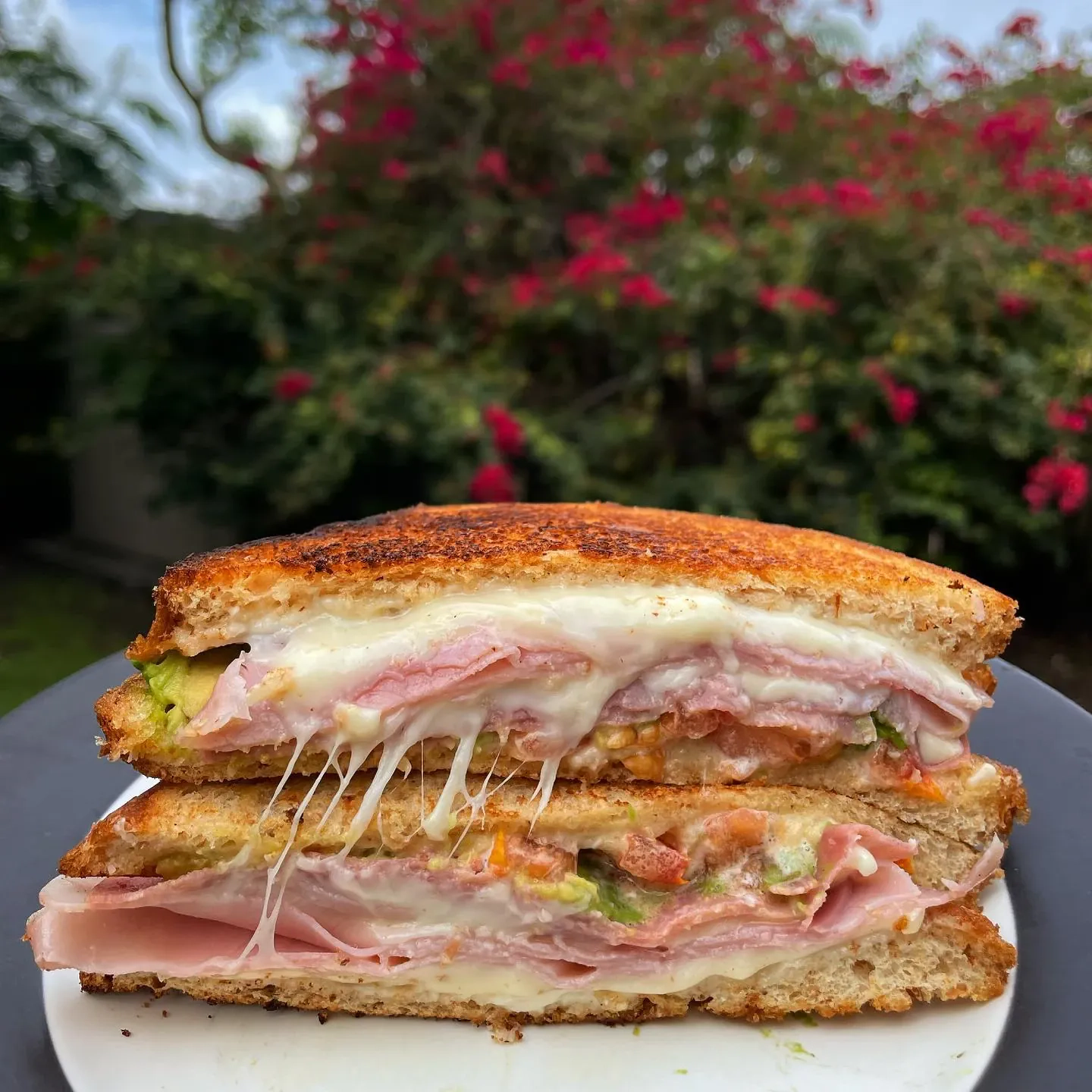 Grilled ham and cheese sandwhich in air fryer