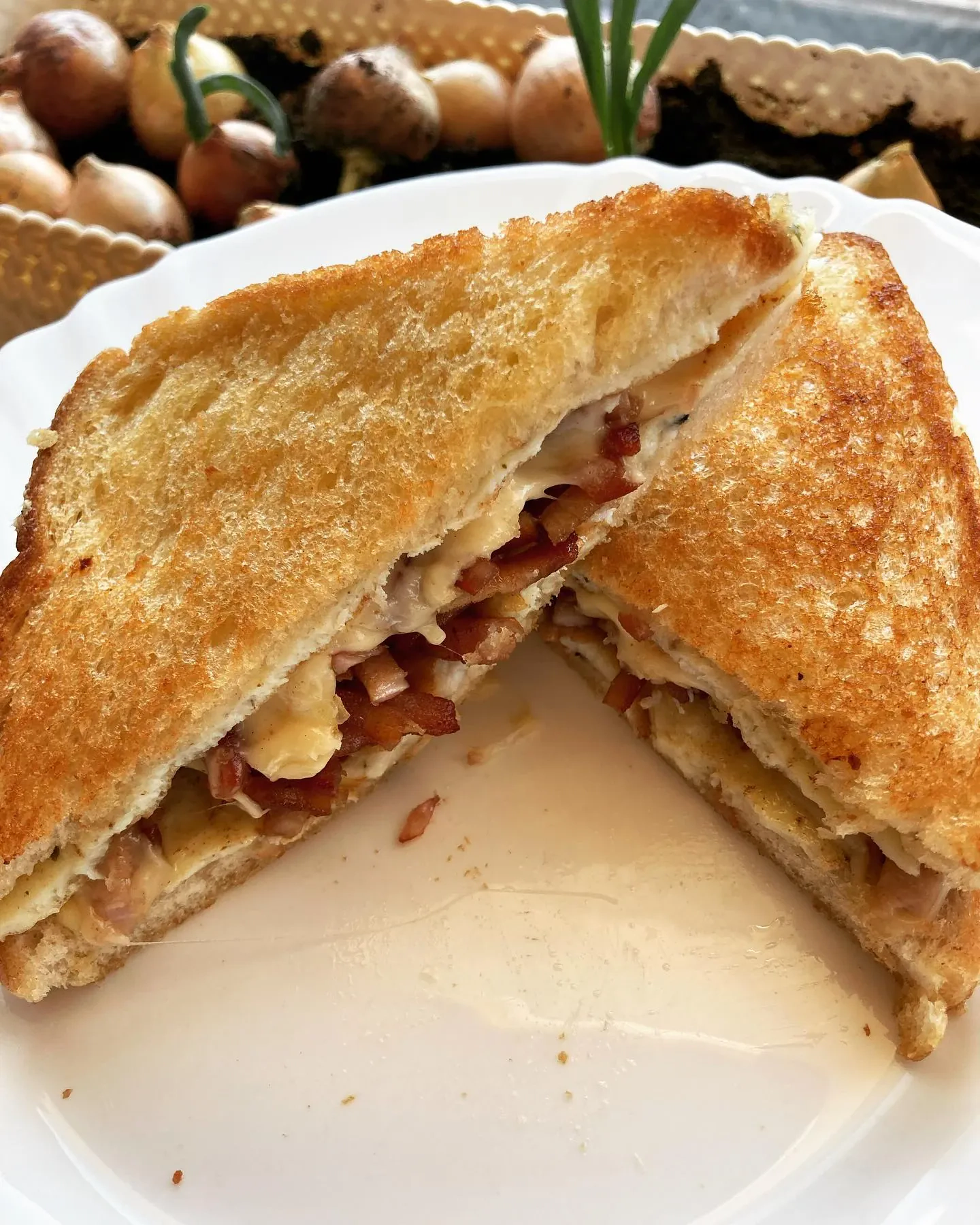Brokastu omletes sviestmaize ar bekonu un sieru
