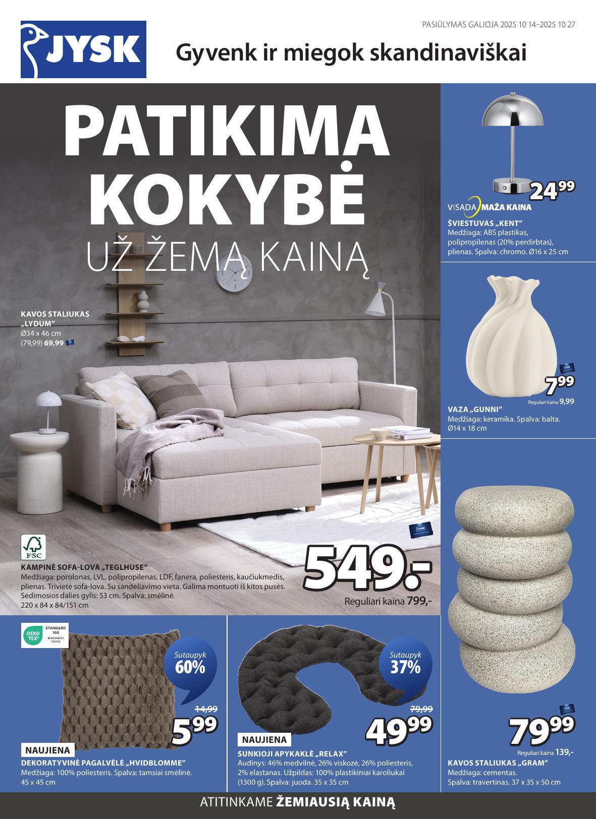JYSK akcijų ir nuolaidų leidinys 2025-10-14 - 2025-10-20